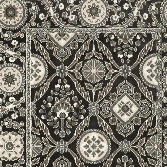 Charcoal And Gray Oriental Area Rug Photo 8