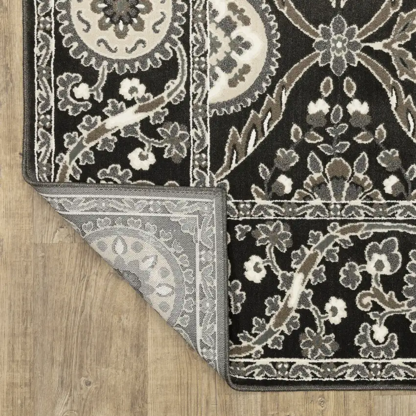 Charcoal And Gray Oriental Area Rug Photo 9