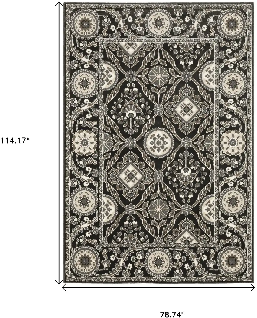 Charcoal And Gray Oriental Area Rug Photo 3