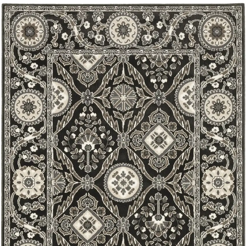 Charcoal And Gray Oriental Area Rug Photo 9