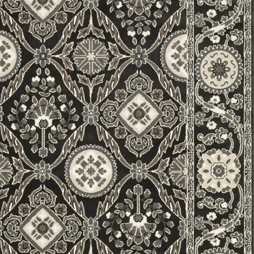 Charcoal And Gray Oriental Area Rug Photo 9