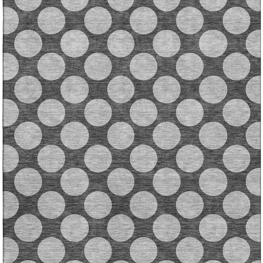 Charcoal And Gray Polka Dot Washable Area Rug With UV Protection Photo 2