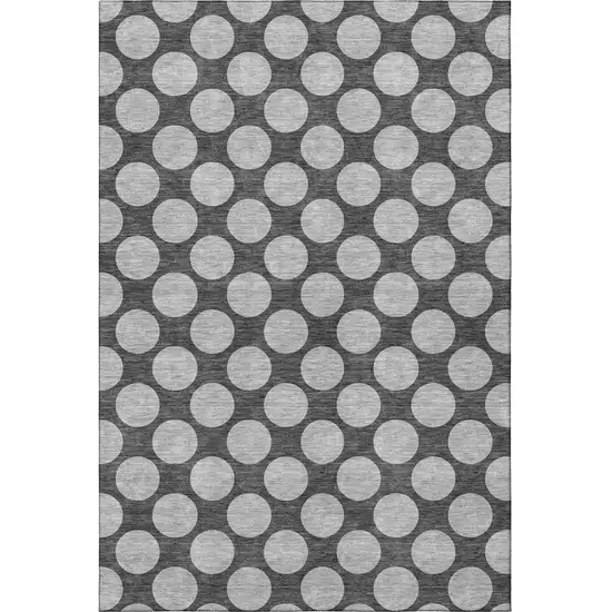 Charcoal And Gray Polka Dot Washable Area Rug With UV Protection Photo 3