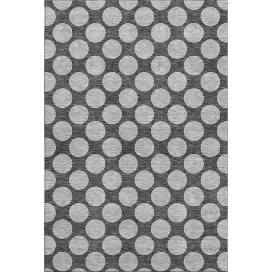 Charcoal And Gray Polka Dot Washable Area Rug With UV Protection Photo 1