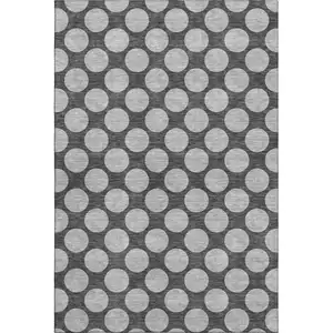 Photo of Charcoal And Gray Polka Dot Washable Area Rug With UV Protection