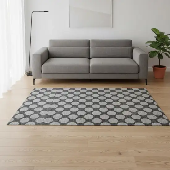 Charcoal And Gray Polka Dot Washable Area Rug With UV Protection Photo 2