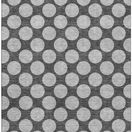 Charcoal And Gray Polka Dot Washable Area Rug With UV Protection Photo 2