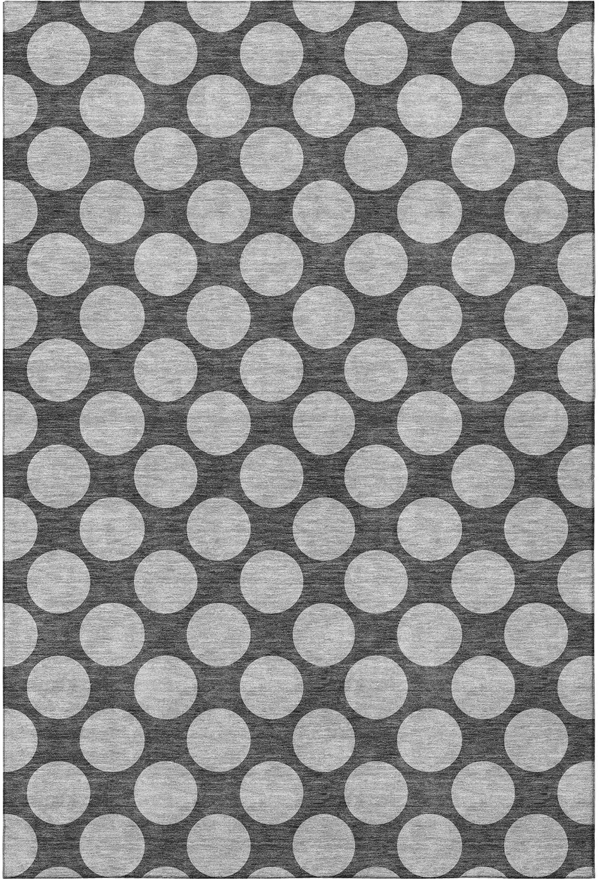 Charcoal And Gray Polka Dot Washable Area Rug With UV Protection Photo 3