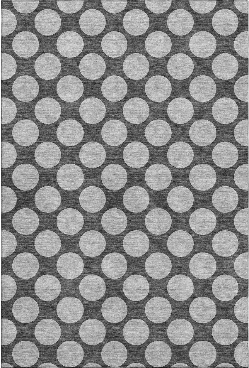 Charcoal And Gray Polka Dot Washable Area Rug With UV Protection Photo 1
