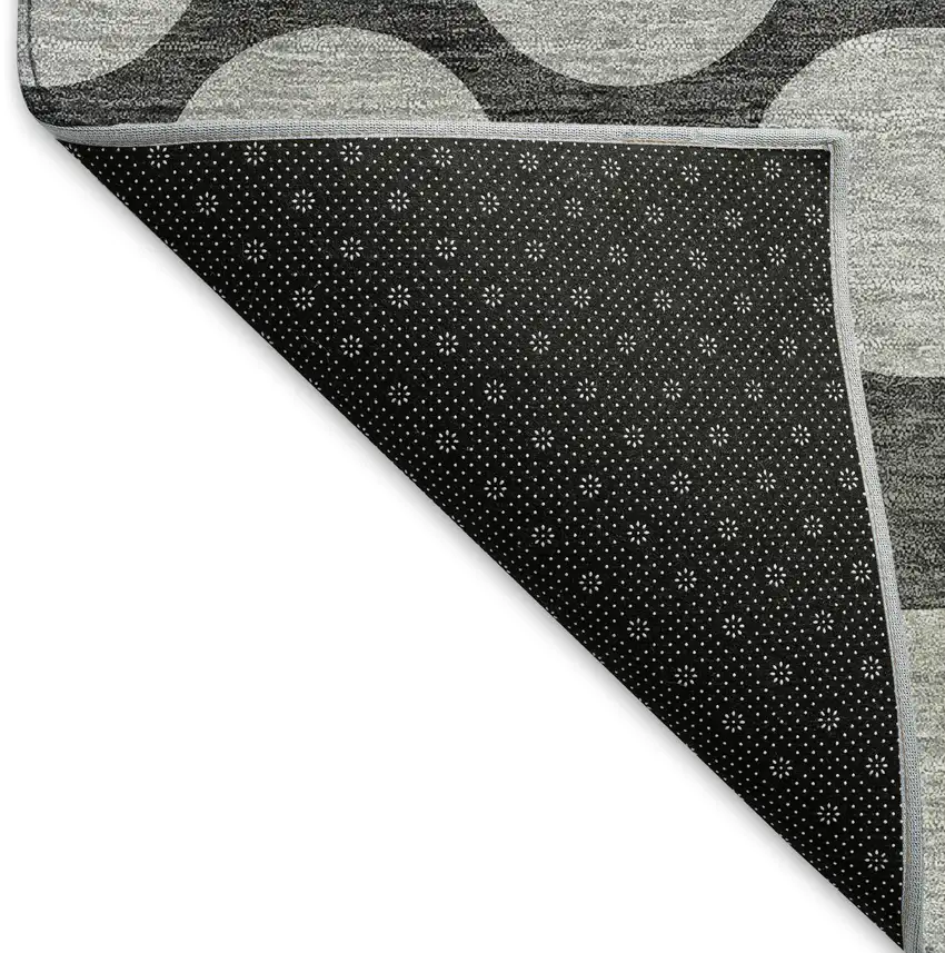 Charcoal And Gray Polka Dot Washable Area Rug With UV Protection Photo 7
