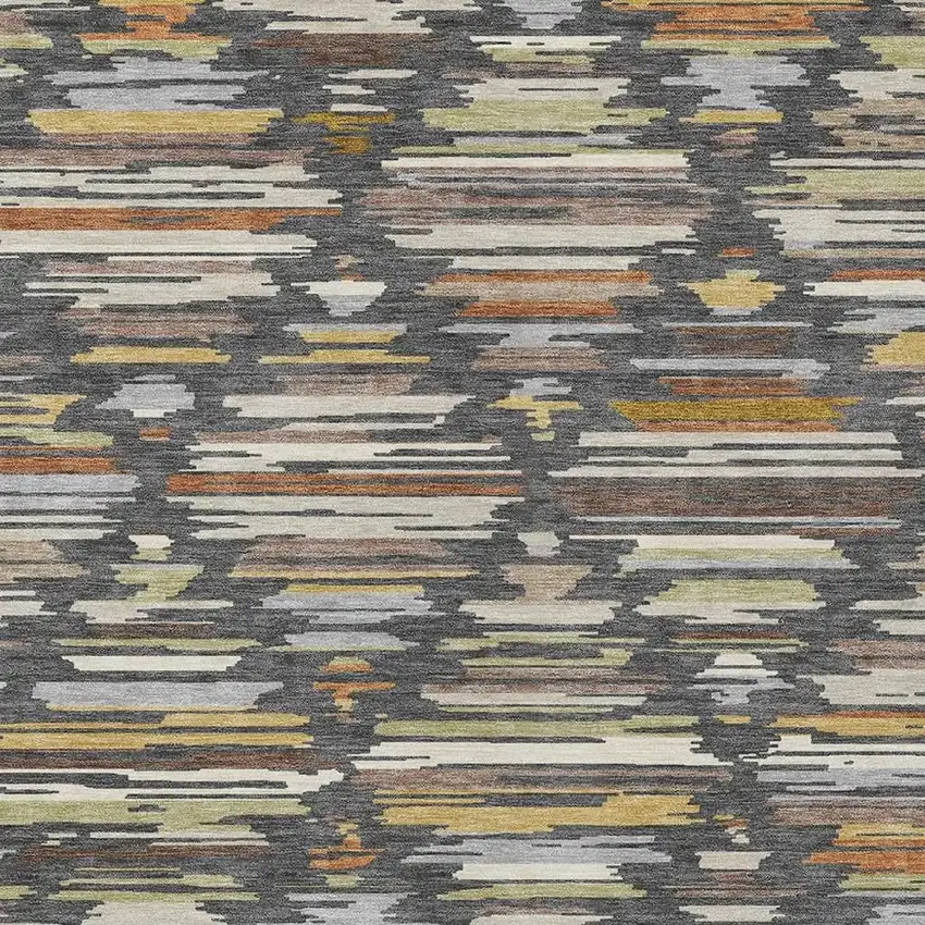 Charcoal And Gray Southwestern Washable Indoor Outdoor Area Rug Photo 2