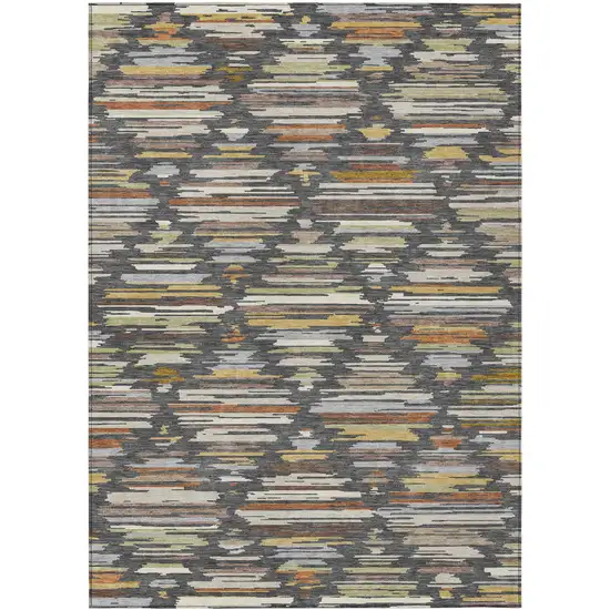 Charcoal And Gray Southwestern Washable Indoor Outdoor Area Rug Photo 1
