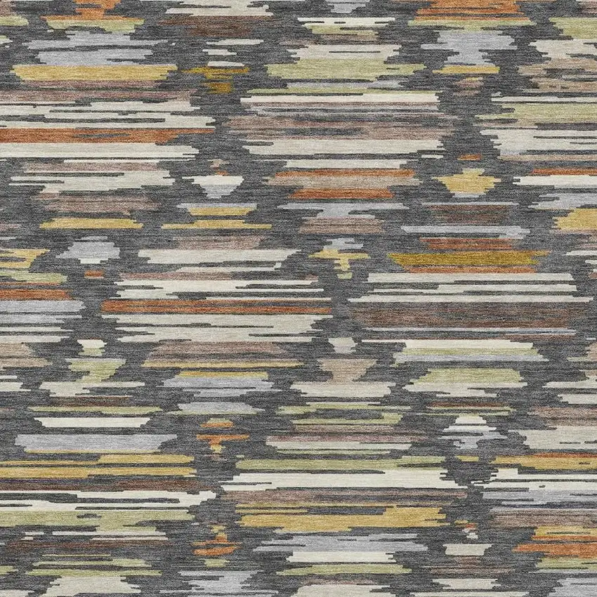 Charcoal And Gray Southwestern Washable Indoor Outdoor Area Rug Photo 2