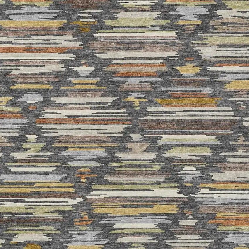 Charcoal And Gray Southwestern Washable Indoor Outdoor Area Rug Photo 2