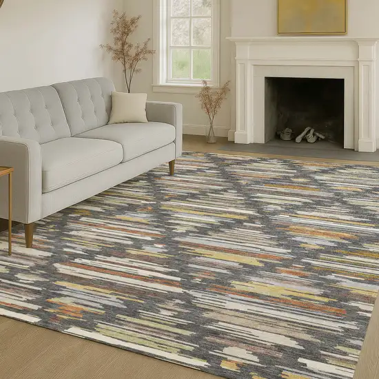 Charcoal And Gray Southwestern Washable Indoor Outdoor Area Rug Photo 6