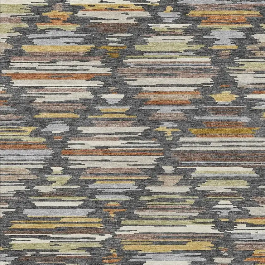 Charcoal And Gray Southwestern Washable Indoor Outdoor Area Rug Photo 2