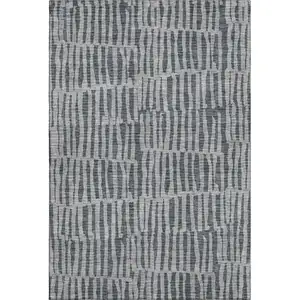 Photo of Charcoal And Gray Striped Washable Area Rug With UV Protection
