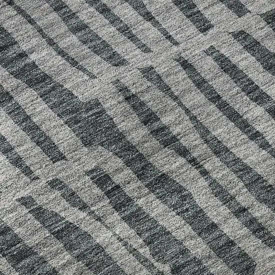 Charcoal And Gray Striped Washable Area Rug With UV Protection Photo 9