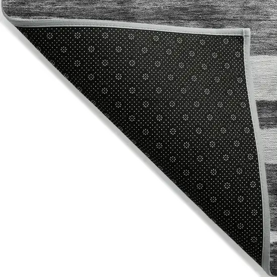 Charcoal And Gray Striped Washable Indoor Outdoor Area Rug Photo 6
