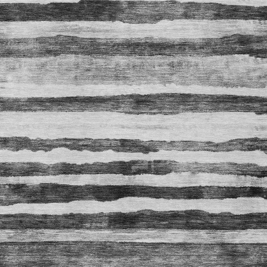 Charcoal And Gray Striped Washable Indoor Outdoor Area Rug Photo 9