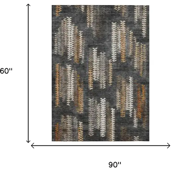 Charcoal And Gray Striped Washable Indoor Outdoor Area Rug Photo 6