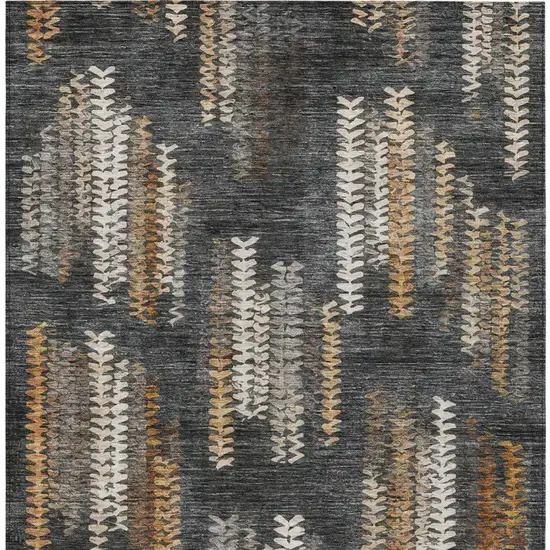 Charcoal And Gray Striped Washable Indoor Outdoor Area Rug Photo 3