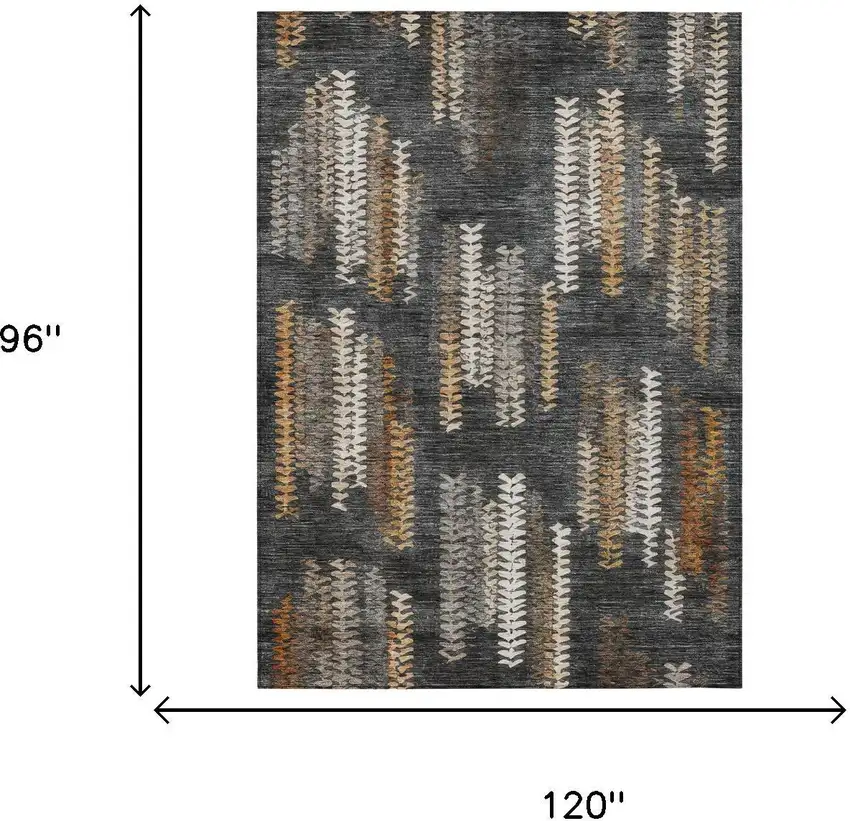 Charcoal And Gray Striped Washable Indoor Outdoor Area Rug Photo 6