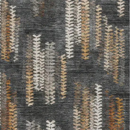 Charcoal And Gray Striped Washable Indoor Outdoor Area Rug Photo 2