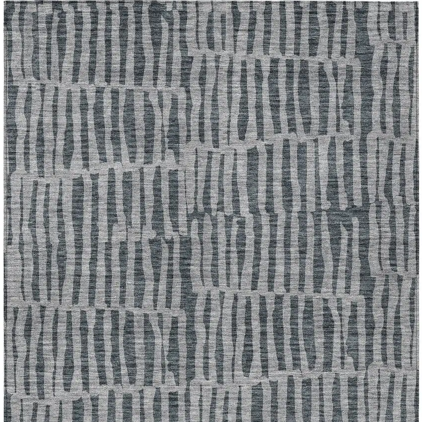 Charcoal And Gray Striped Washable Indoor Outdoor Area Rug Photo 5