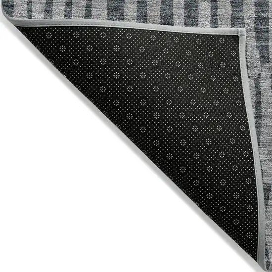 Charcoal And Gray Striped Washable Indoor Outdoor Area Rug Photo 2
