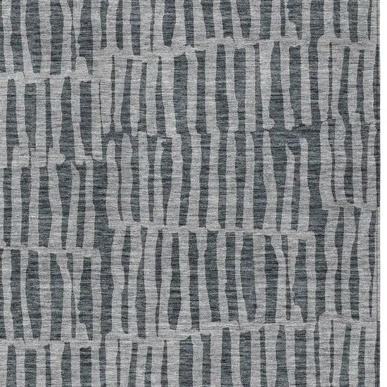 Charcoal And Gray Striped Washable Indoor Outdoor Area Rug Photo 4