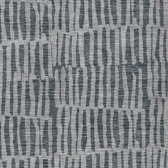 Charcoal And Gray Striped Washable Indoor Outdoor Area Rug Photo 6