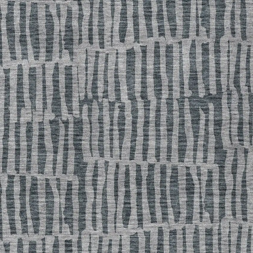 Charcoal And Gray Striped Washable Indoor Outdoor Area Rug Photo 6