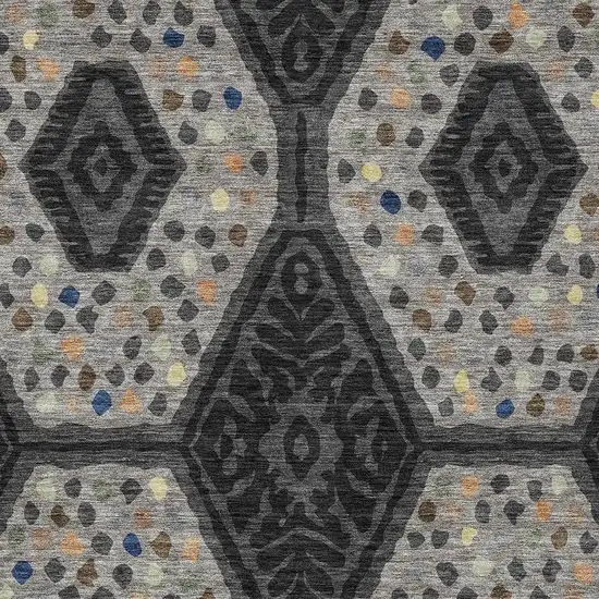 Charcoal And Gray Tribal Washable Indoor Outdoor Area Rug Photo 2