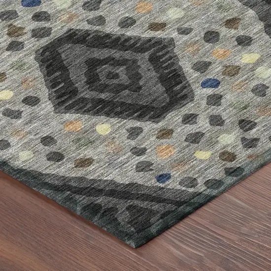 Charcoal And Gray Tribal Washable Indoor Outdoor Area Rug Photo 8
