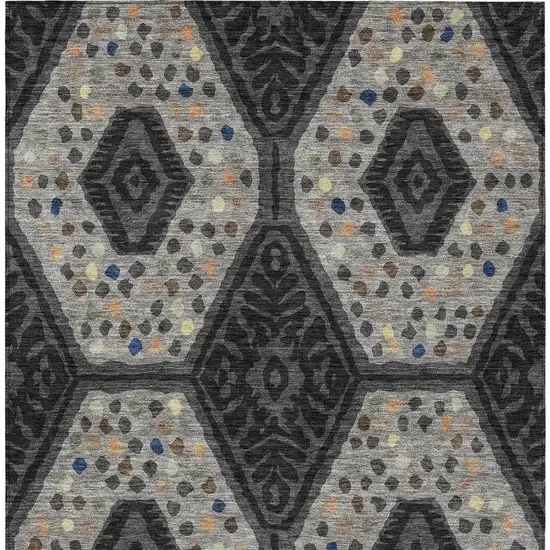 Charcoal And Gray Tribal Washable Indoor Outdoor Area Rug Photo 3