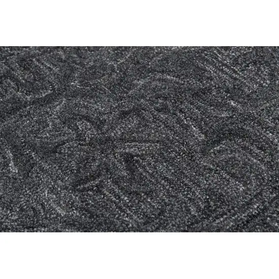 Charcoal And Gray Wool Damask Hand Tufted Area Rug Photo 3