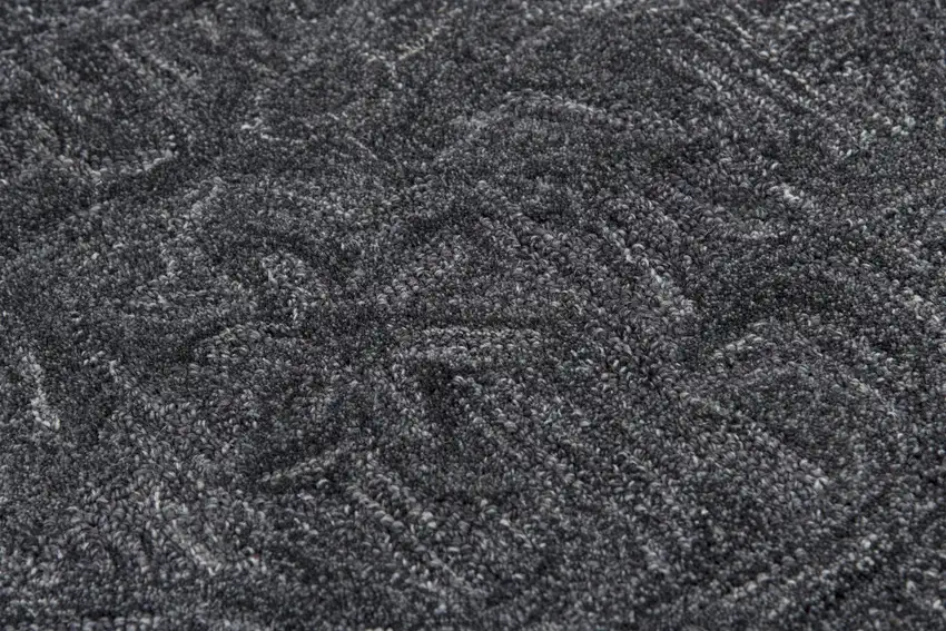 Charcoal And Gray Wool Damask Hand Tufted Area Rug Photo 3