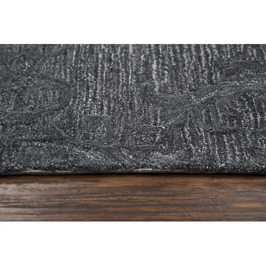Charcoal And Gray Wool Damask Hand Tufted Area Rug Photo 5