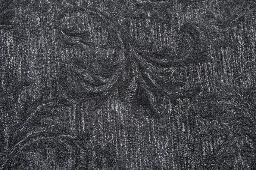Charcoal And Gray Wool Damask Hand Tufted Area Rug Photo 4