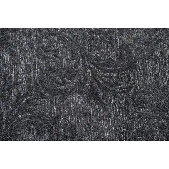 Charcoal And Gray Wool Damask Hand Tufted Area Rug Photo 4