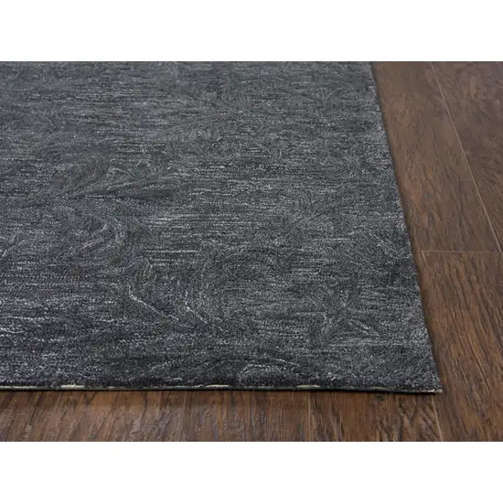 Charcoal And Gray Wool Damask Hand Tufted Area Rug Photo 2