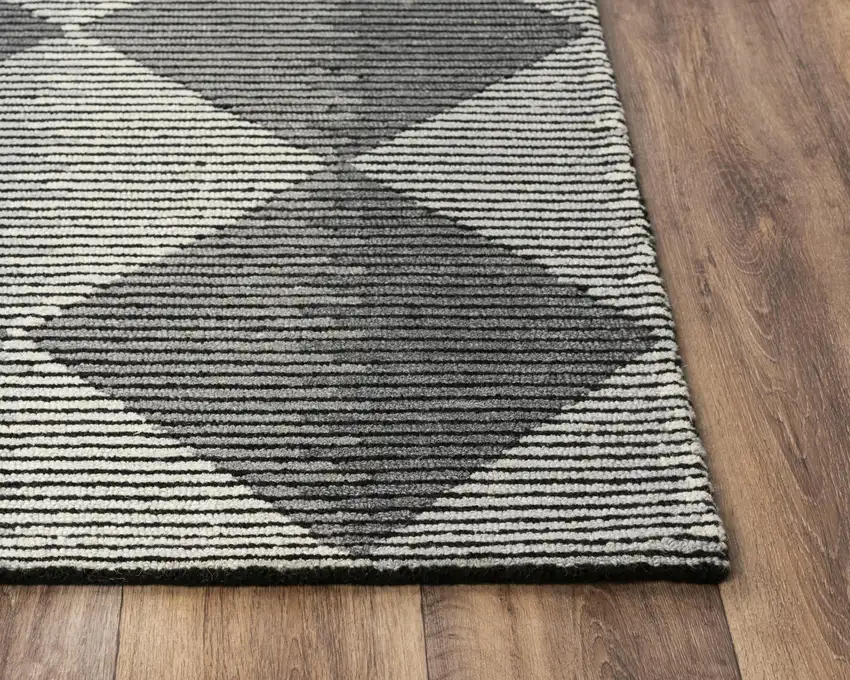 Charcoal And Gray Wool Geometric Hand Tufted Area Rug Photo 4
