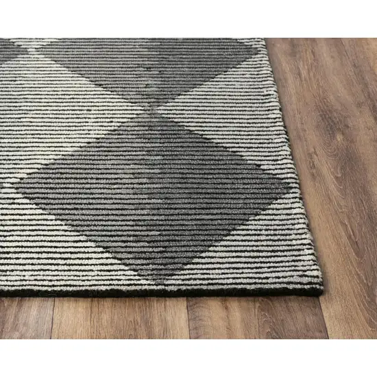 Charcoal And Gray Wool Geometric Hand Tufted Area Rug Photo 4
