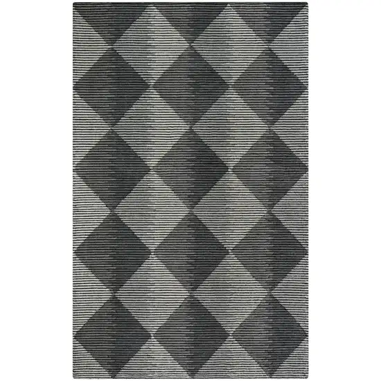 Charcoal And Gray Wool Geometric Hand Tufted Area Rug Photo 3