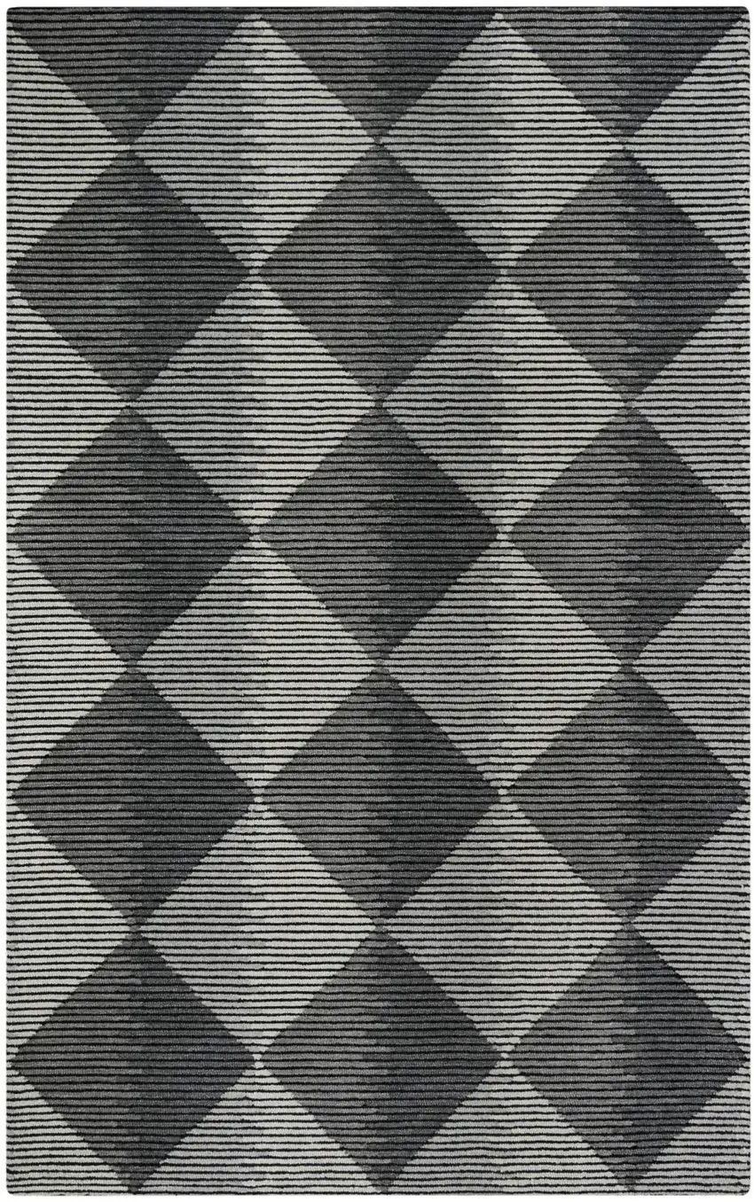 Charcoal And Gray Wool Geometric Hand Tufted Area Rug Photo 3