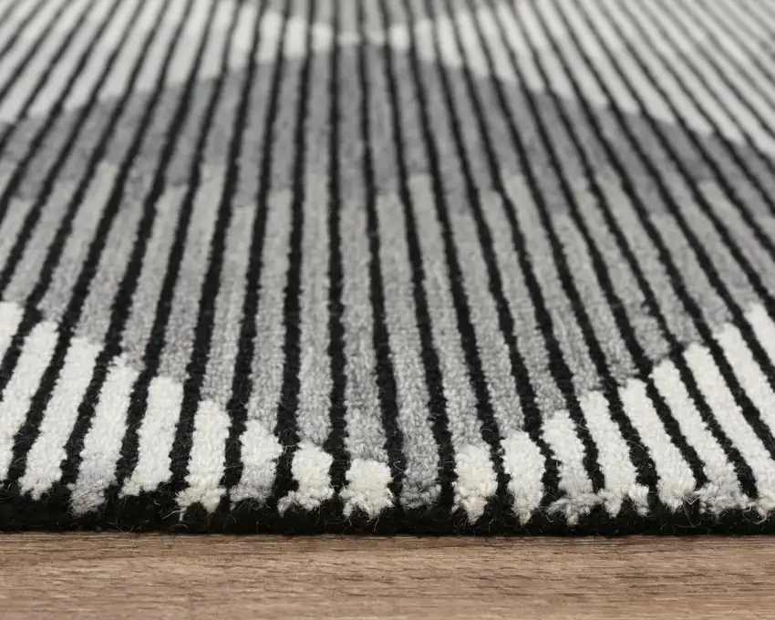 Charcoal And Gray Wool Geometric Hand Tufted Area Rug Photo 6