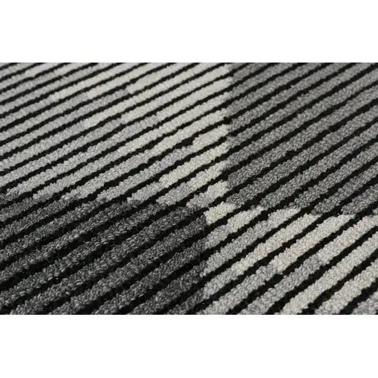 Charcoal And Gray Wool Geometric Hand Tufted Area Rug Photo 5