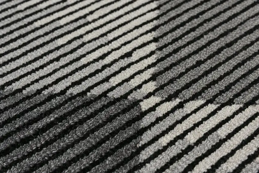 Charcoal And Gray Wool Geometric Hand Tufted Area Rug Photo 5