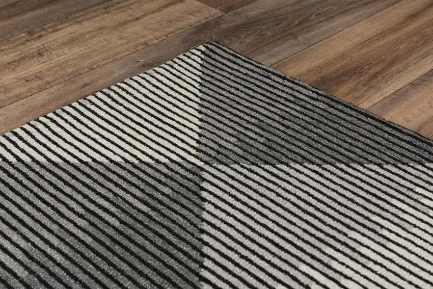 Charcoal And Gray Wool Geometric Hand Tufted Area Rug Photo 2